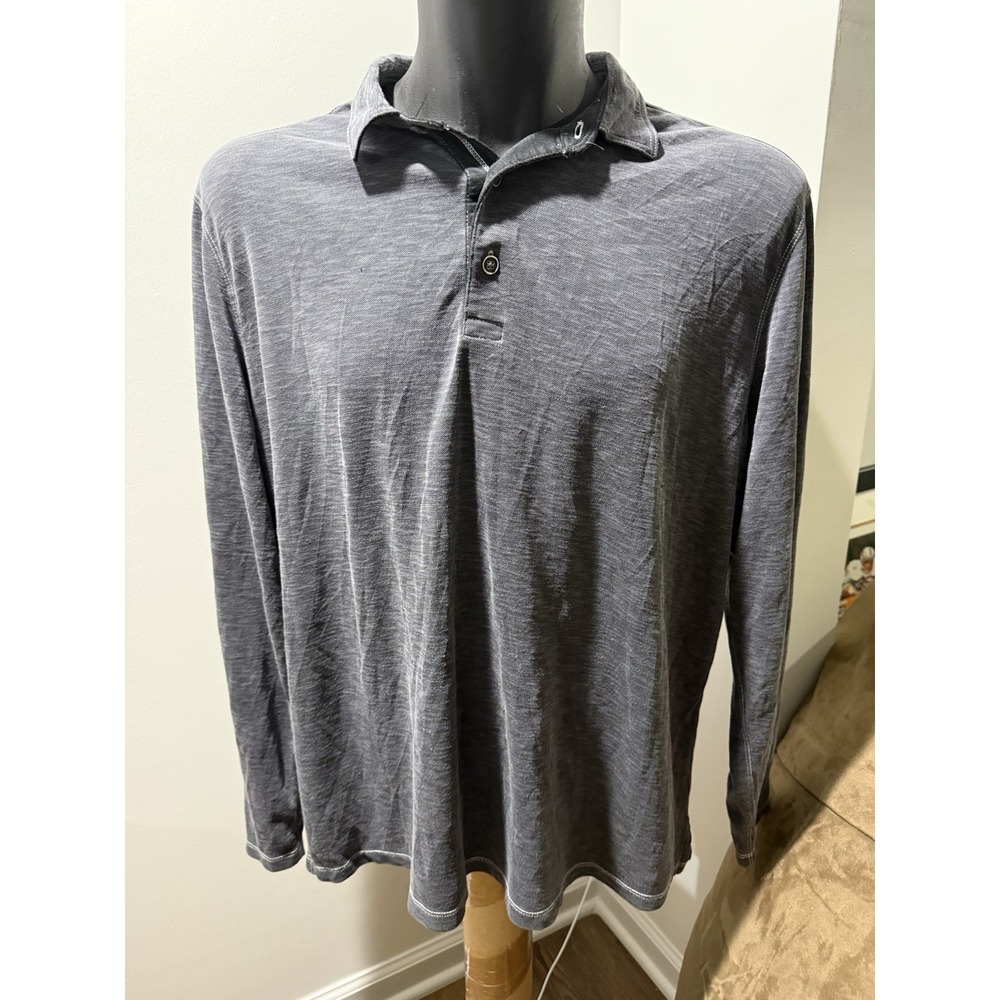 Tommy Bahama Polo Shirt Mens XL Gray Long Sleeve